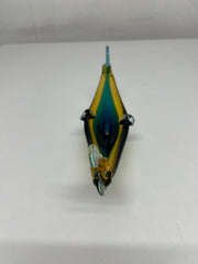 Vintage Murano Teal and Amber Crystal Glass Gondola Ash Tray 1960's