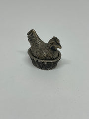 A Vintage Pewter "Hen on Nest" Salt Holder