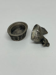 A Vintage Pewter "Hen on Nest" Salt Holder