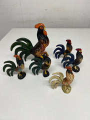 A Set Of 6 Ceramic Cockerels Made by Babbacombe Pottery Devon