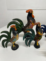 A Set Of 6 Ceramic Cockerels Made by Babbacombe Pottery Devon
