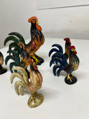 A Set Of 6 Ceramic Cockerels Made by Babbacombe Pottery Devon