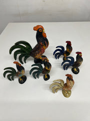 A Set Of 6 Ceramic Cockerels Made by Babbacombe Pottery Devon