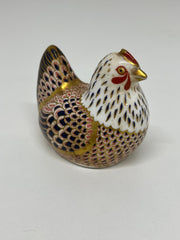 Vintage Royal Crown Derby Imari Pattern Bone China Hen Paperweight with Gold Stopper 1980's