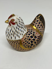Vintage Royal Crown Derby Imari Pattern Bone China Hen Paperweight with Gold Stopper 1980's
