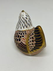 Vintage Royal Crown Derby Imari Pattern Bone China Hen Paperweight with Gold Stopper 1980's