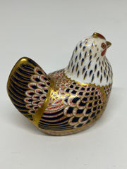 Vintage Royal Crown Derby Imari Pattern Bone China Hen Paperweight with Gold Stopper 1980's