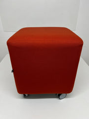 Task Orange Cloth Square Foot Stool on Caster Base