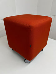 Task Orange Cloth Square Foot Stool on Caster Base