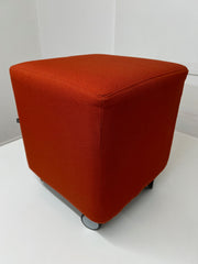 Task Orange Cloth Square Foot Stool on Caster Base