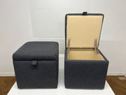 Capri Grey Felt Square Foot Stool with Storage