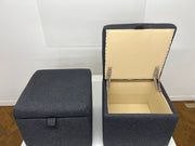 Capri Grey Felt Square Foot Stool with Storage