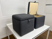Capri Grey Felt Square Foot Stool with Storage