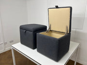 Capri Grey Felt Square Foot Stool with Storage