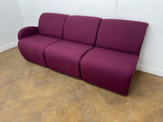 A Burgundy Cloth 3 Part Modular Reception Seating Unit/Sofa