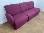 A Burgundy Cloth 3 Part Modular Reception Seating Unit/Sofa