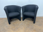 A Pair of Black Cloth Reception Chairs