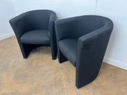 A Pair of Black Cloth Reception Chairs