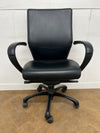 Black Leather Operator Chair with Leather Padded Arms