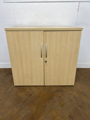 Used Maple/Grey Desk High 2 Door Cupboard