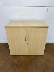 Used Maple/Grey Desk High 2 Door Cupboard
