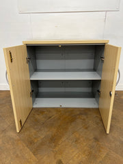 Used Maple/Grey Desk High 2 Door Cupboard
