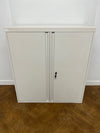 Used White Steel 2 Door Stationary Cupboard.