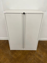 Used White Steel 2 Door Stationary Cupboard.