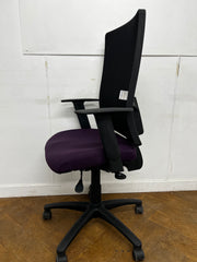 Posture Seating Purple Cloth Black Mesh Back Task Chair