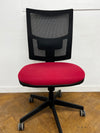 Pink Cloth Black Mesh Back Swivel Chair - No Arms