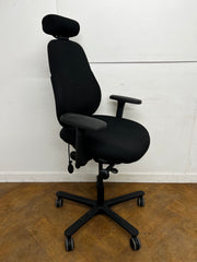 Orangebox FLO MBAH (Medium Back) Black Cloth Orthopaedic Chair wth Headrest