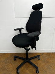 Orangebox FLO MBAH (Medium Back) Black Cloth Orthopaedic Chair wth Headrest
