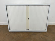 Steel White Desk High Tambour Cupboard