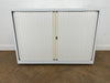 Steel White Desk High Tambour Cupboard