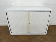 Steel White Desk High Tambour Cupboard