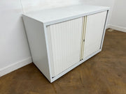 Steel White Desk High Tambour Cupboard