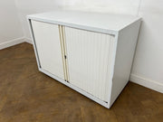 Steel White Desk High Tambour Cupboard