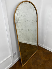 Wooden Framed Arched Antique Effect Mercury/Sliver Glass Wall Mirror x 2