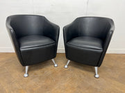 OCEE Solace Black Leather Tub Chairs (Pair of)