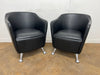 OCEE Solace Black Leather Tub Chairs (Pair of)