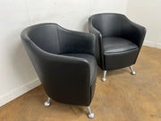 OCEE Solace Black Leather Tub Chairs (Pair of)