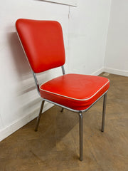 Vintage Red Leather Retro American Diner Chair