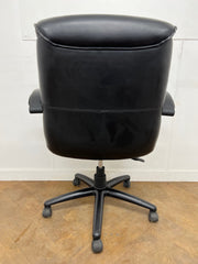 1990's Black Leather Height Adjustable Swivel/Armchair