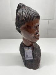 Vintage African Hand Carved Ebony Bust of a Woman