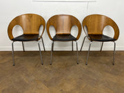 Vintage Allermuir A810 Kin Walnut Frame, Leather Seat Stacking Canteen/Meeting/Breakout Chair