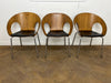 Vintage Allermuir A810 Kin Walnut Frame, Leather Seat Stacking Canteen/Meeting/Breakout Chair