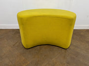 Crescent Shaped Yellow Cloth Padded Foot Stool Reception/Breakout Seating
