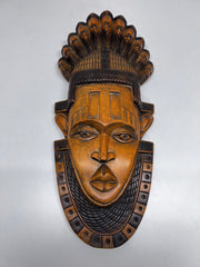 Antique Carved Wooden African Wall Mask "Queen Idia"