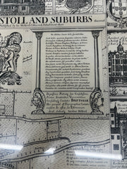Vintage Reproduction Map "An Exact Delineation of the Famous City of Bristol & Suburbs" by Jacobus Millerd 1673