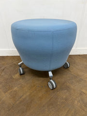 Orangebox "Points" Light Blue Cloth Stool on wheels.